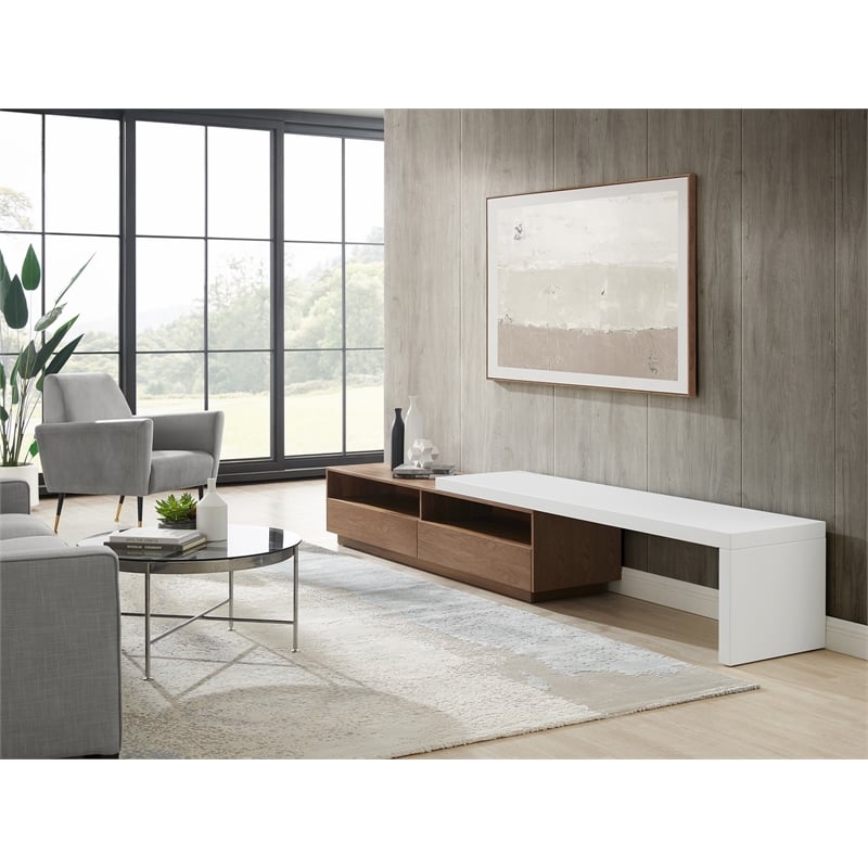 Casabianca Celine Engineered Wood Extendable Entertainment Center Walnut Veneer