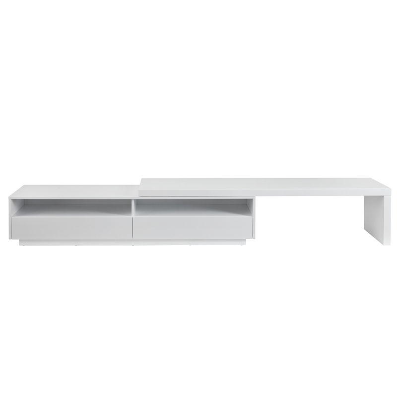Casabianca Celine Engineered Wood Extendable Entertainment Center in White Matte