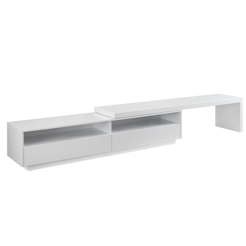 Casabianca Celine Engineered Wood Extendable Entertainment Center in White Matte