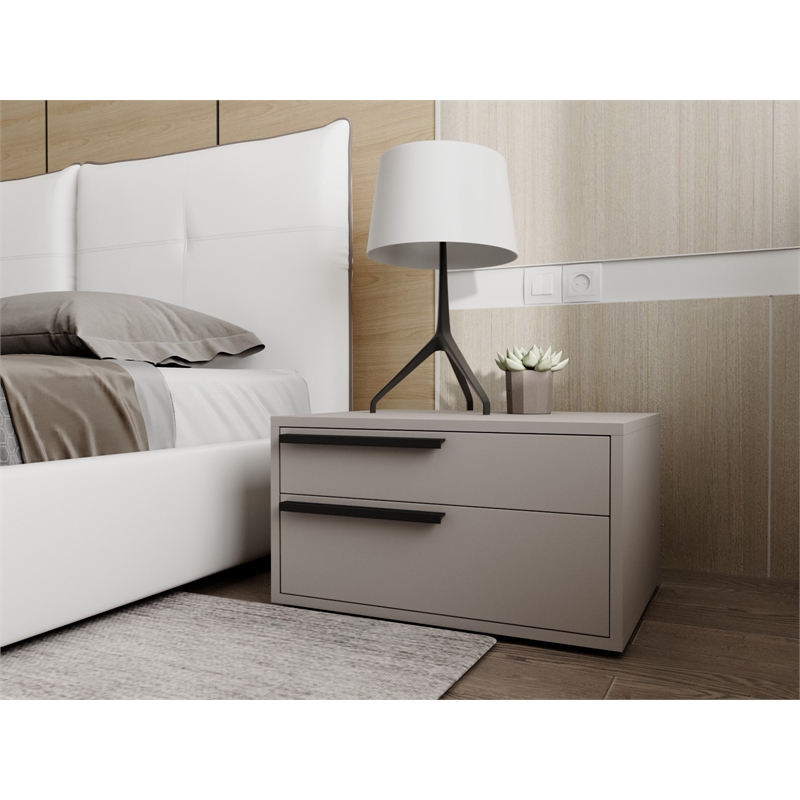 Casabianca Furniture Carter Wood Left Nightstand in Taupe Matte