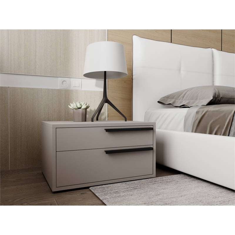 Casabianca Furniture Carter Wood Right Nightstand in Taupe Matte