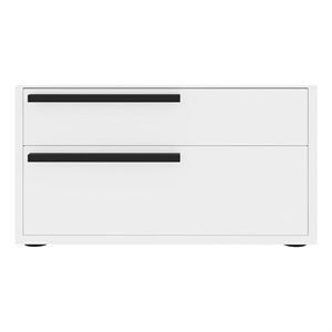 Casabianca Carter Wood Left Nightstand in White High Gloss Black Handles