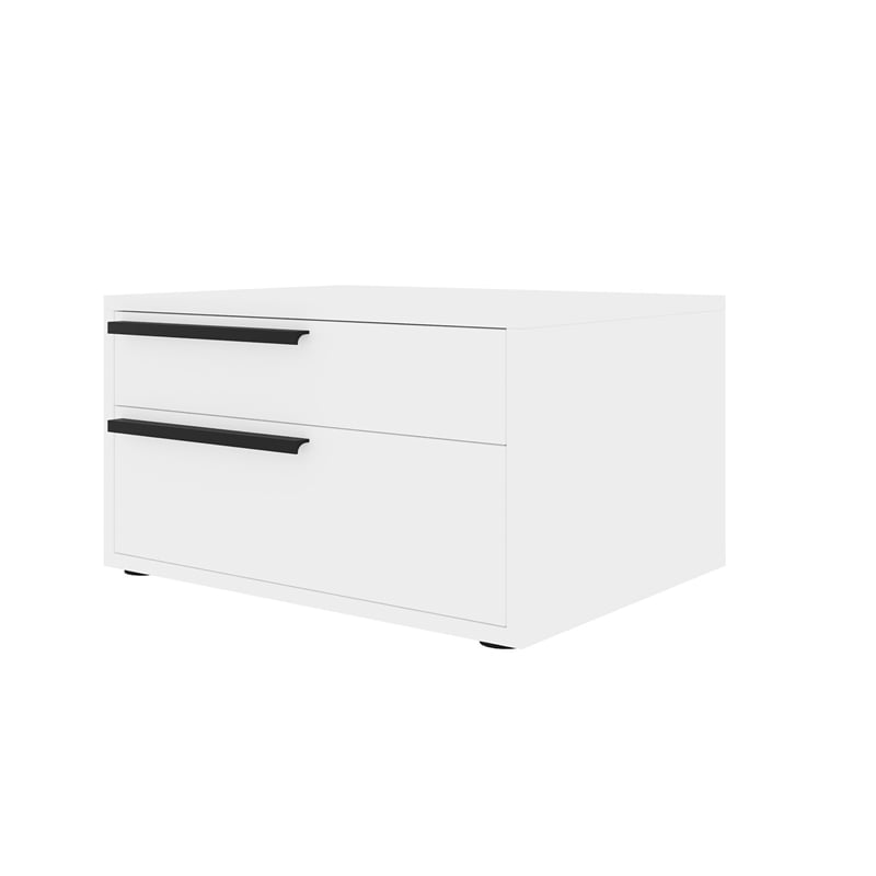 Casabianca Carter Wood Left Nightstand in White High Gloss Black Handles
