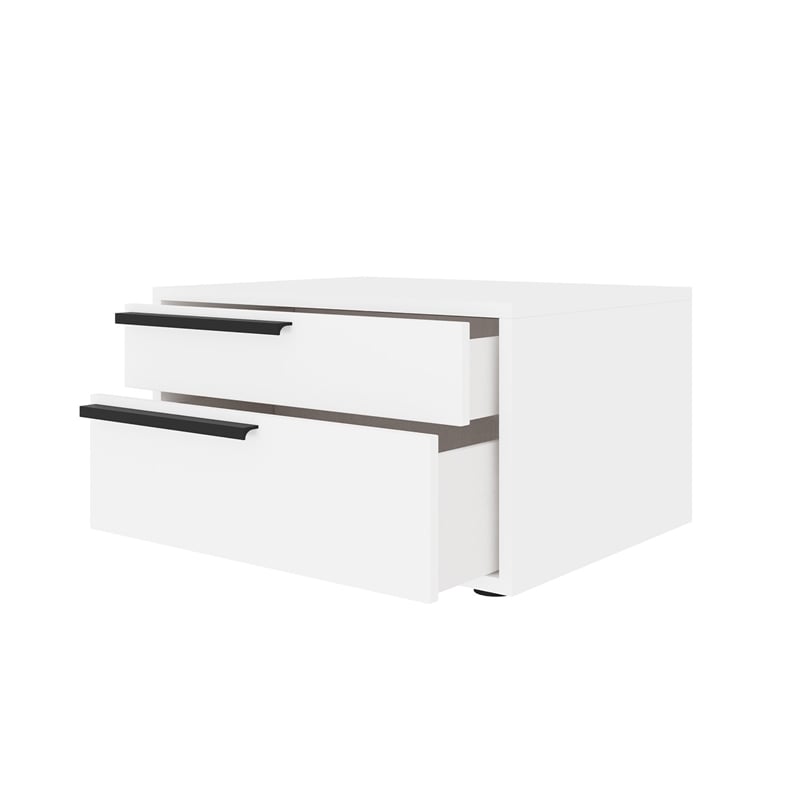 Casabianca Carter Wood Left Nightstand in White High Gloss Black Handles