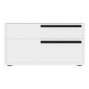 Casabianca Carter Wood Right Nightstand in White High Gloss Black Handles