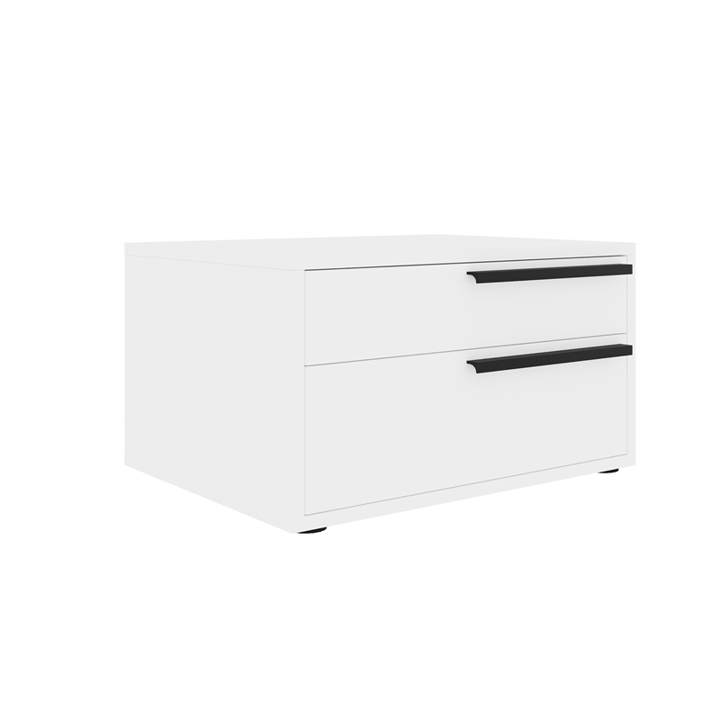 Casabianca Carter Wood Right Nightstand in White High Gloss Black Handles