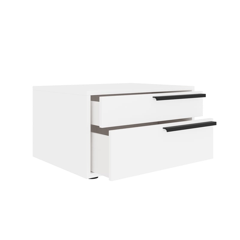 Casabianca Carter Wood Right Nightstand in White High Gloss Black Handles
