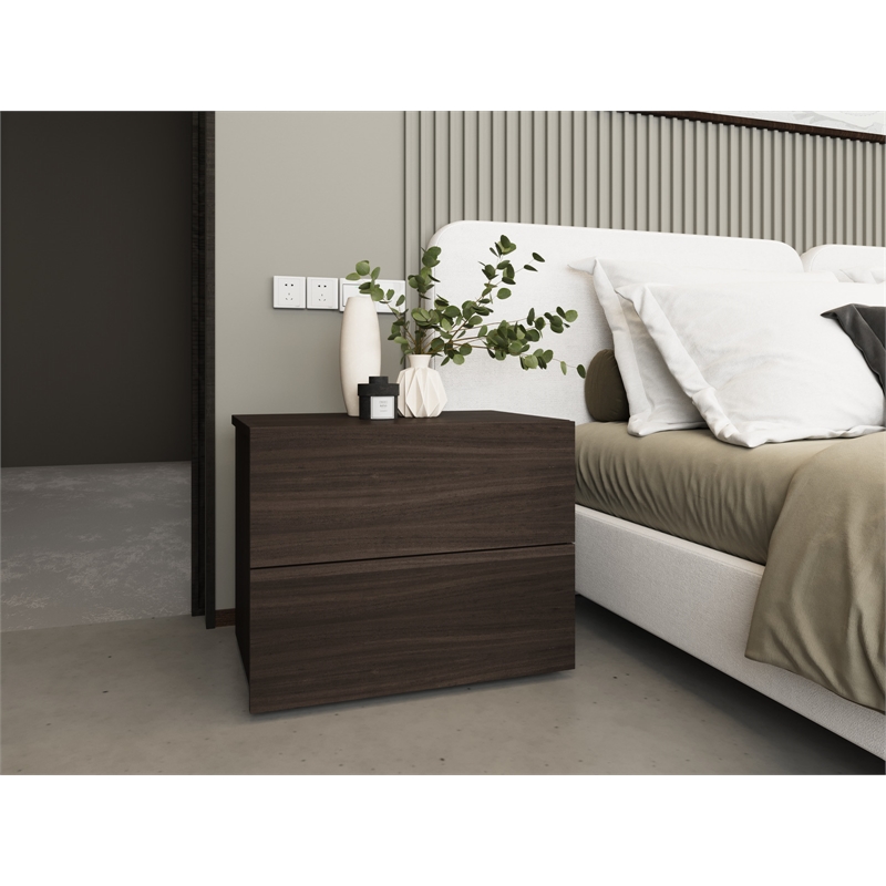 Casabianca Furniture Ayla Wood Nightstand in Dark Oak Melamine