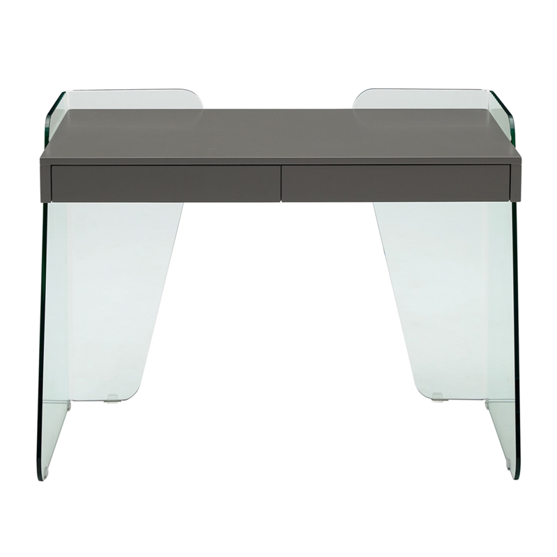 Casabianca Furniture Archie Engineered Wood Office Desk in Gray High Gloss