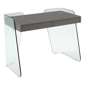 Casabianca Furniture Archie Engineered Wood Office Desk in Gray High Gloss