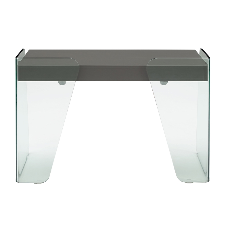 Casabianca Furniture Archie Engineered Wood Office Desk in Gray High Gloss