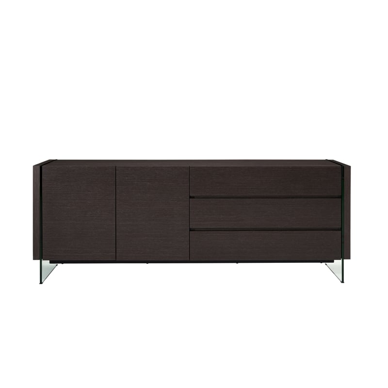 Casabianca Furniture Il Vetro Engineered Wood Buffet in Gray Oak Veneer