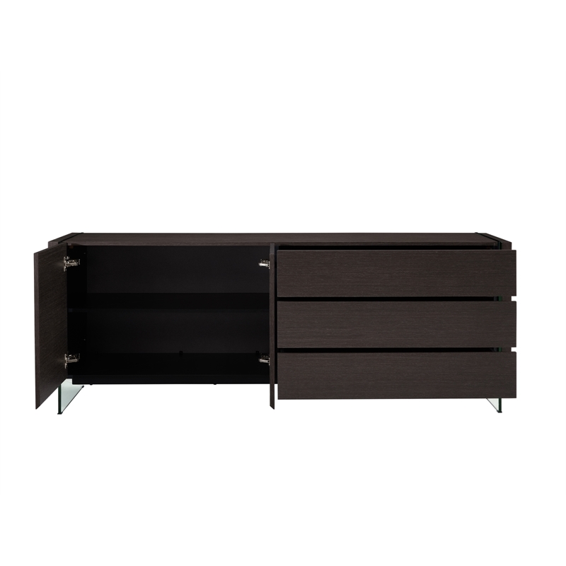 Casabianca Furniture Il Vetro Engineered Wood Buffet in Gray Oak Veneer