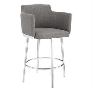 Casabianca Furniture Suzzie Linen Upholstered Swivel Counter Stool in Gray