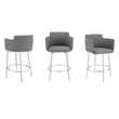 Casabianca Furniture Suzzie Linen Upholstered Swivel Counter Stool in Gray