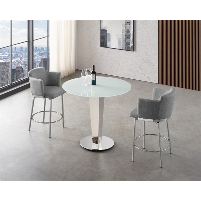 Casabianca Furniture Suzzie Linen Upholstered Swivel Counter Stool in Gray
