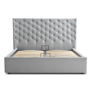 Casabianca Furniture Parker Queen Storage Bed in Gray Velvet Fabric
