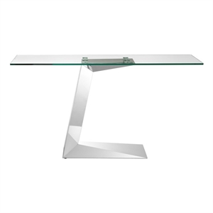 Casabianca Furniture Cecilia Console Table in Clear Glass/Stainless Base