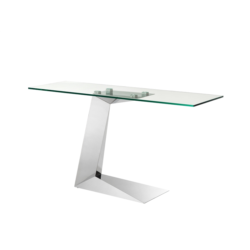 Casabianca Furniture Cecilia Console Table in Clear Glass/Stainless Base