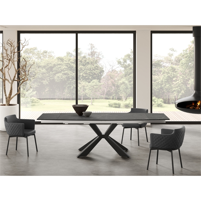 Casabianca Furniture Suzzie 180 Swivel Arm Dining Chair in Gray PU-Leather