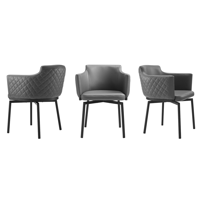 Casabianca Furniture Suzzie 180 Swivel Arm Dining Chair in Gray PU-Leather