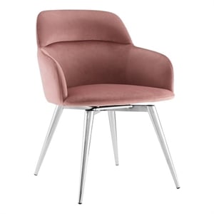 Casabianca Furniture Pirouette Velvet Upholstery Swivel Dining Chair Dusty Pink