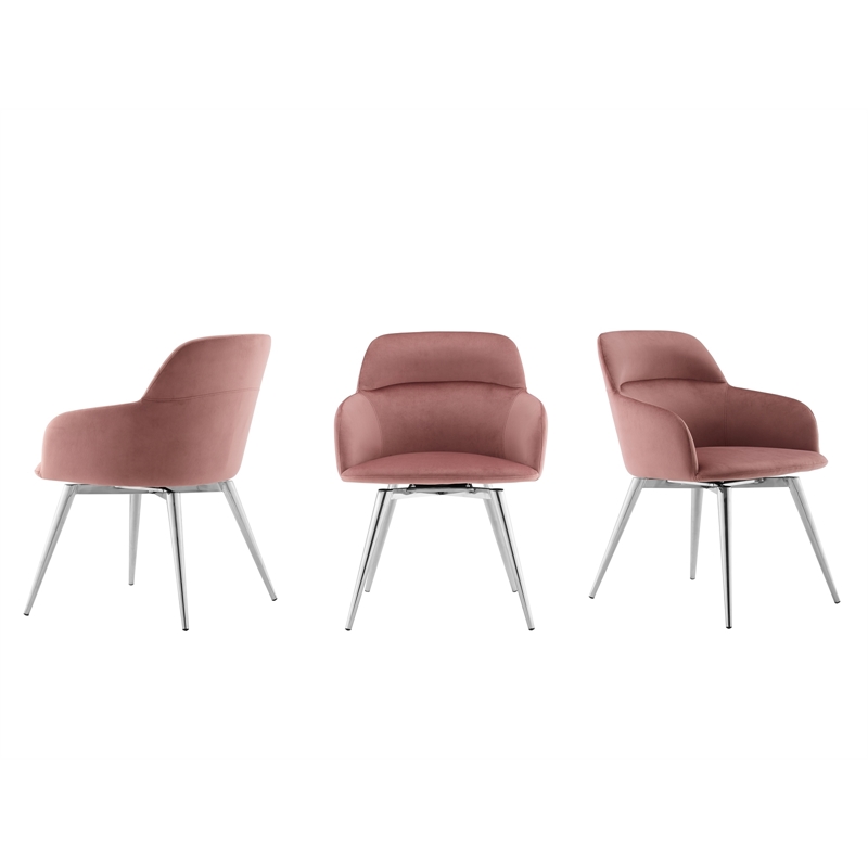 Casabianca Furniture Pirouette Velvet Upholstery Swivel Dining Chair Dusty Pink