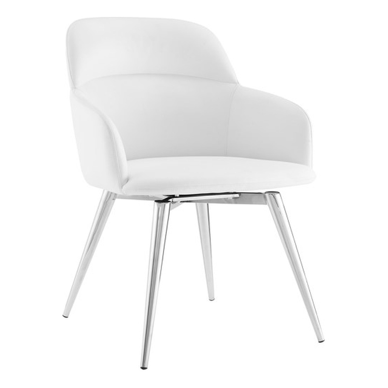 Casabianca Furniture Pirouette Polyurethane Swivel Dining Chair in White
