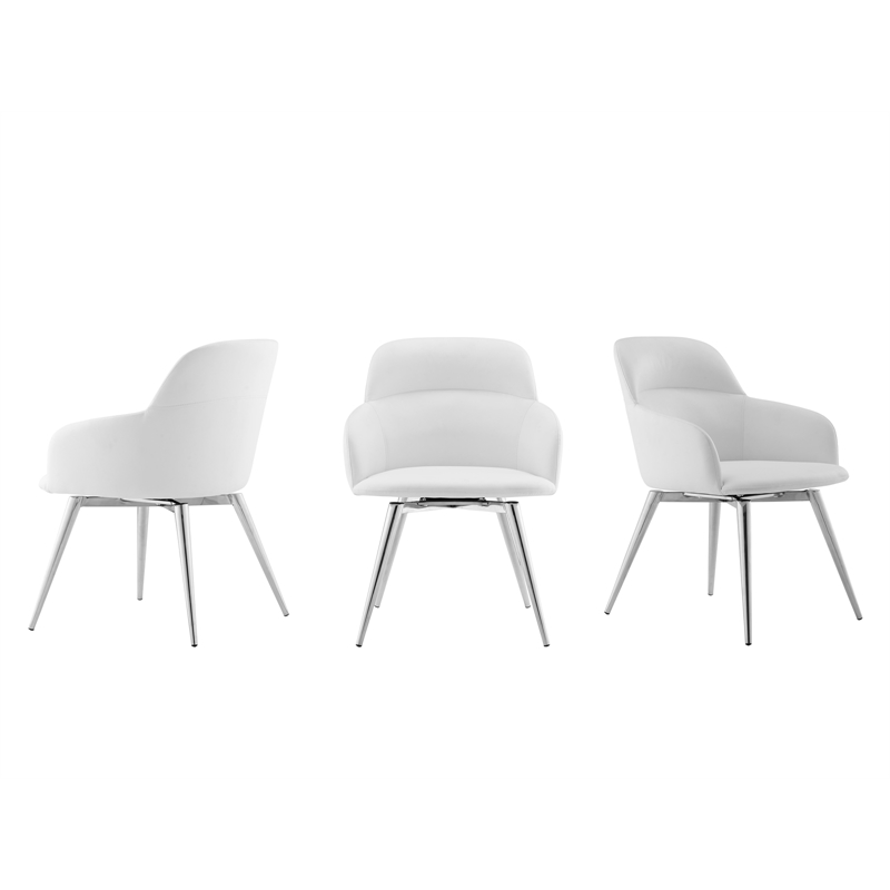 Casabianca Furniture Pirouette Polyurethane Swivel Dining Chair in White