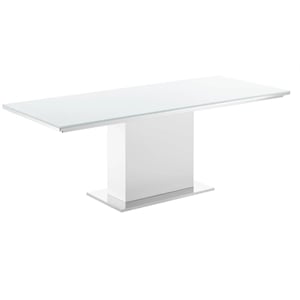 Casabianca Furniture Bianca Glass Top Dining Table in White