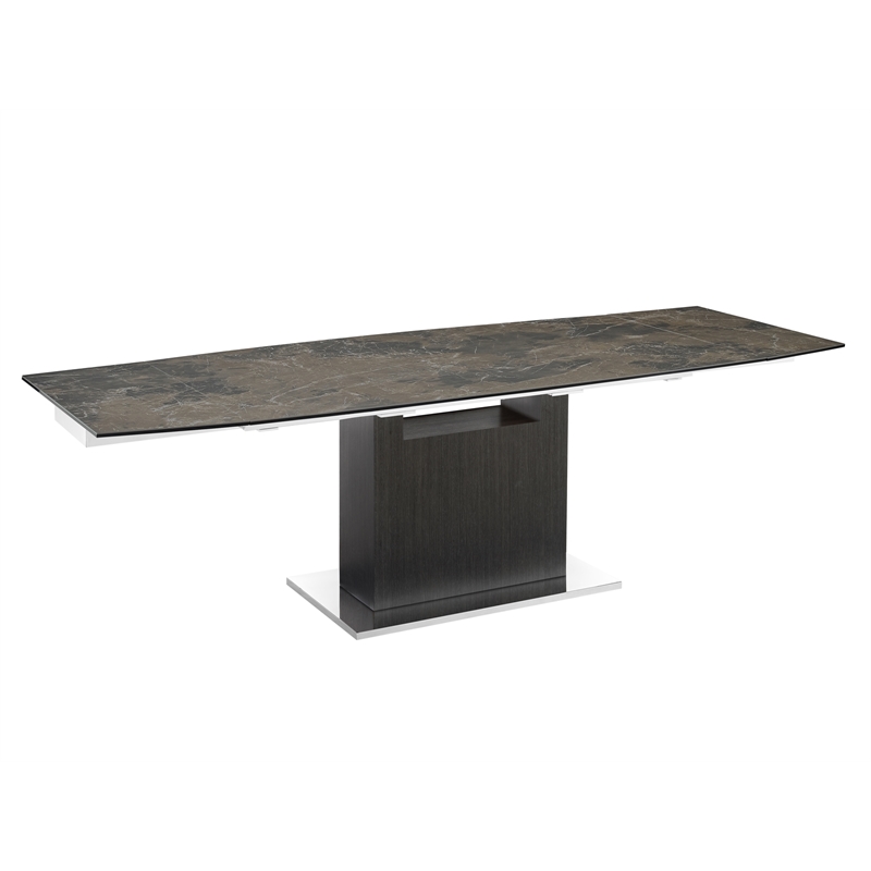 Casabianca Olivia Manual Dining Table with Gray Oak Base and Brown Marbled Top