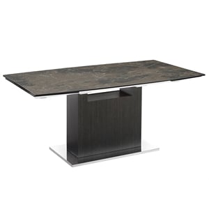 Casabianca Olivia Manual Dining Table with Gray Oak Base and Brown Marbled Top