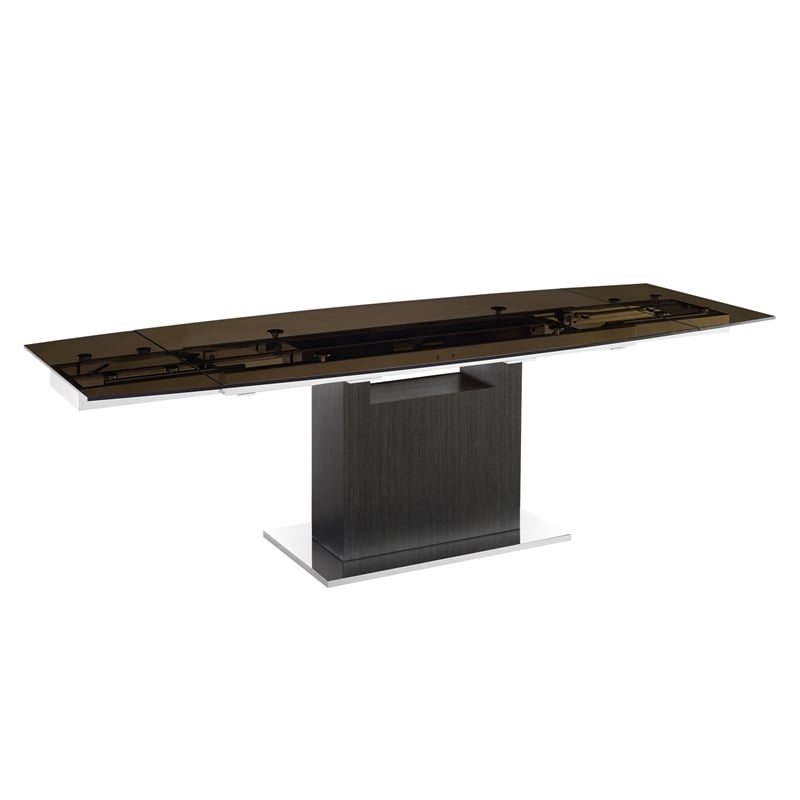 Casabianca Olivia Manual Dining Table with Gray Oak Base and Smoked Top
