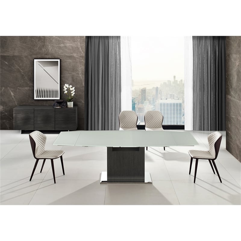 Casabianca Olivia Manual Dining Table with Gray Oak Base and White Top