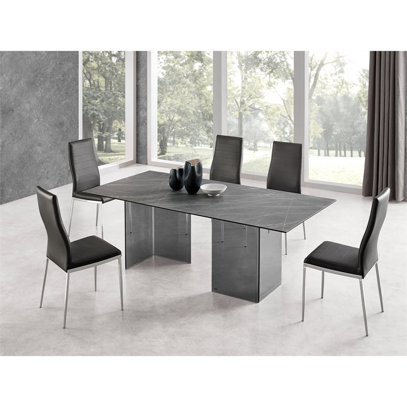 Casabianca Home Firenze Set of 2 Polyurethane Leather Dining Chairs - Gray