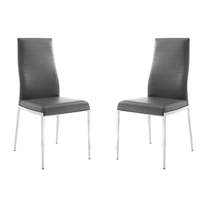 Casabianca Home Firenze Set of 2 Polyurethane Leather Dining Chairs - Gray