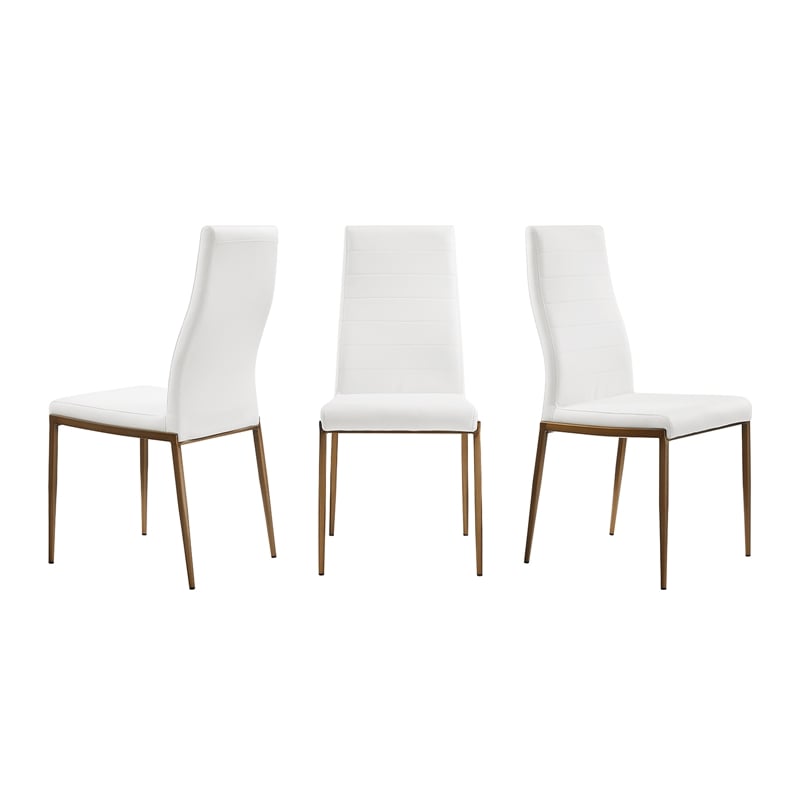 Casabianca Home Firenze Set of 2 Polyurethane Leather Dining Chairs - White