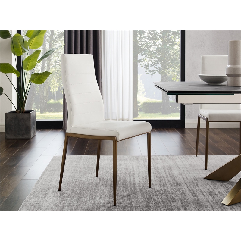 Casabianca Home Firenze Set of 2 Polyurethane Leather Dining Chairs - White