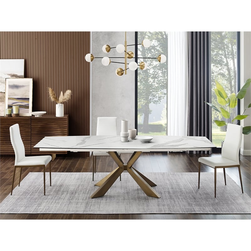 Casabianca Home Firenze Set of 2 Polyurethane Leather Dining Chairs - White