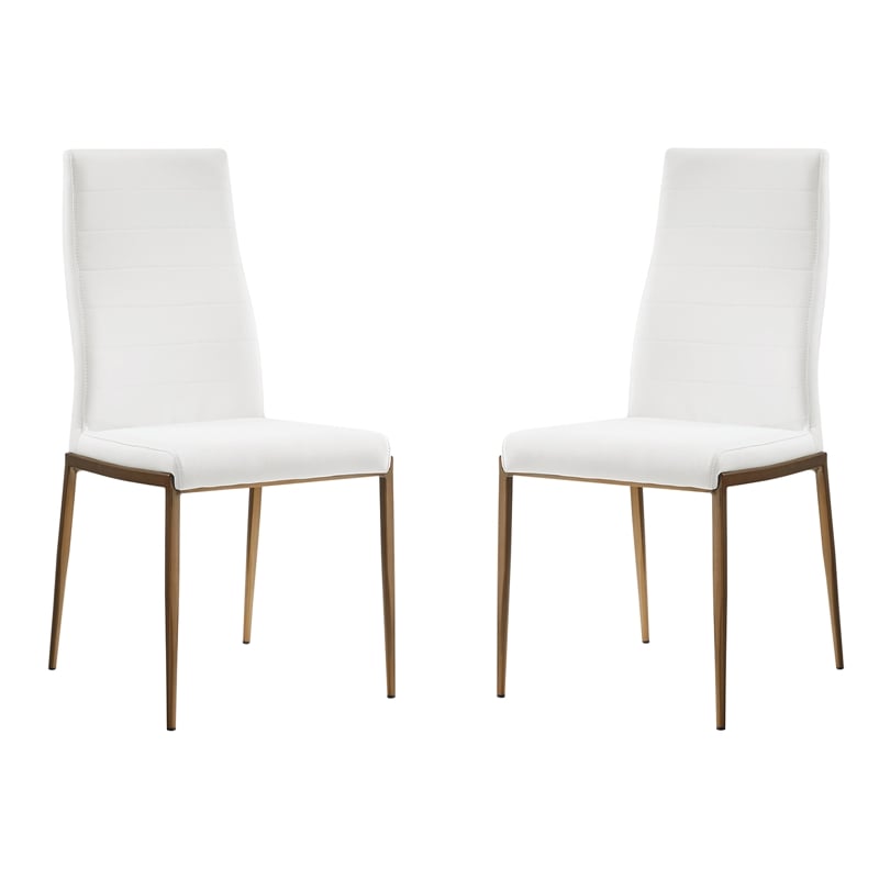 Casabianca Home Firenze Set of 2 Polyurethane Leather Dining Chairs - White