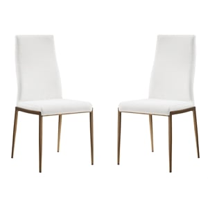 Casabianca Home Firenze Set of 2 Polyurethane Leather Dining Chairs - White