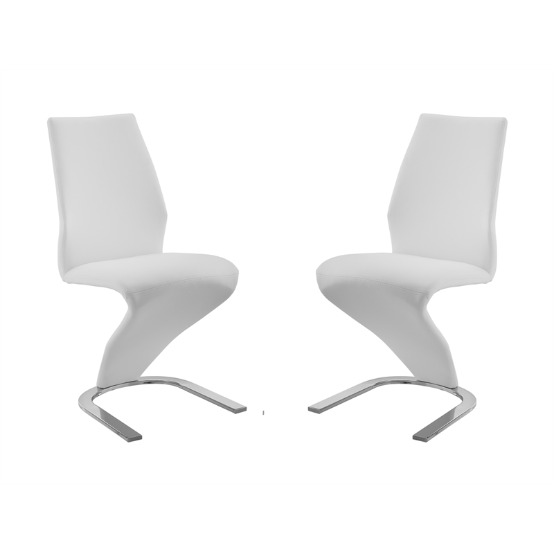Casabianca Home Boulevard Set of 2 Polyurethane Leather Dining Chairs - White