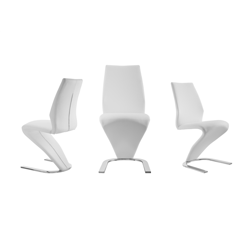 Casabianca Home Boulevard Set of 2 Polyurethane Leather Dining Chairs - White