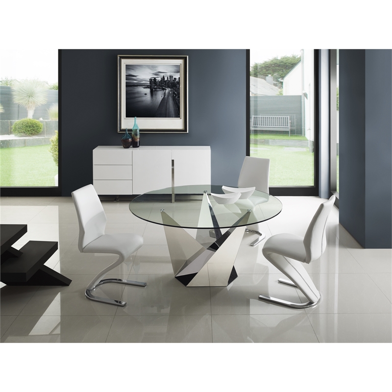 Casabianca Home Boulevard Set of 2 Polyurethane Leather Dining Chairs - White