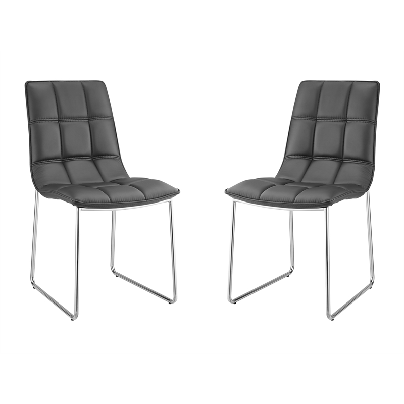 Casabianca Home Leandro Set of 2 Polyurethane Leather Dining Chairs - Black