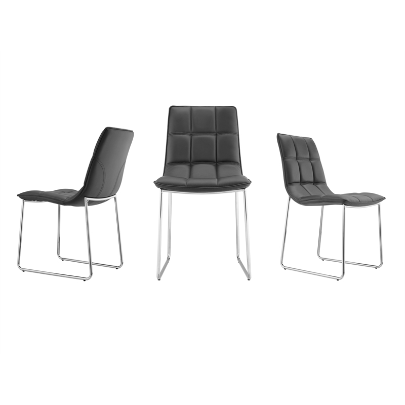 Casabianca Home Leandro Set of 2 Polyurethane Leather Dining Chairs - Black
