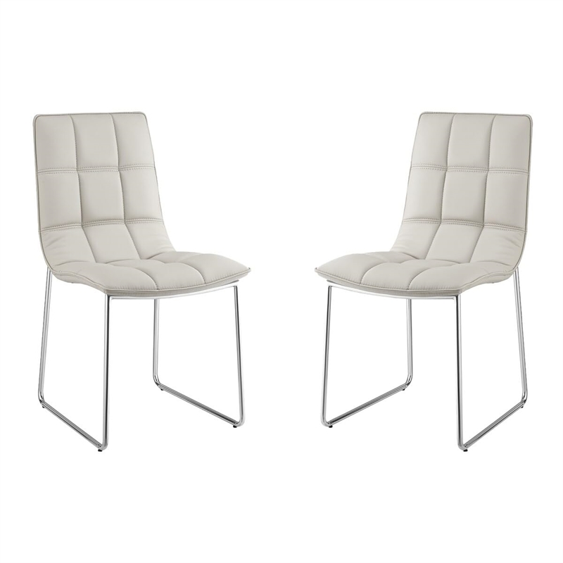 Casabianca Home Leandro Set of 2 Polyurethane Leather Dining Chairs - Taupe