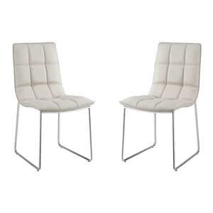 Casabianca Home Leandro Set of 2 Polyurethane Leather Dining Chairs - Taupe