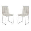 Casabianca Home Leandro Set of 2 Polyurethane Leather Dining Chairs - Taupe