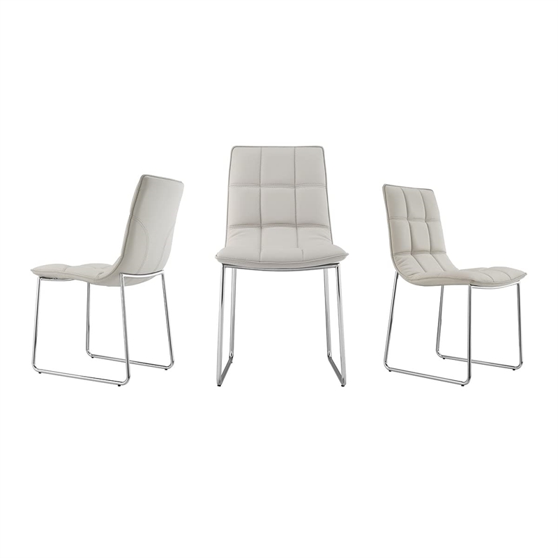 Casabianca Home Leandro Set of 2 Polyurethane Leather Dining Chairs - Taupe